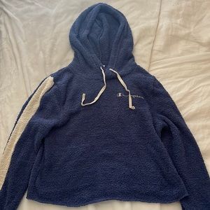 Cropped fuzzy champion hoodie & shorts